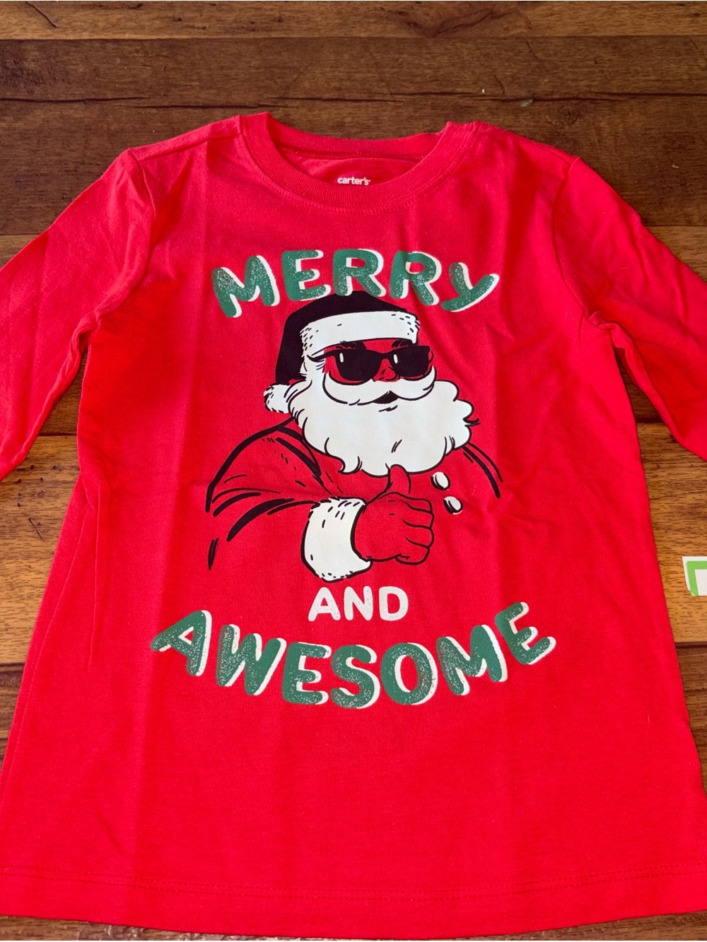 Carter's Red Long-Sleeve 'Merry and Awesome' Santa Graphic Tee